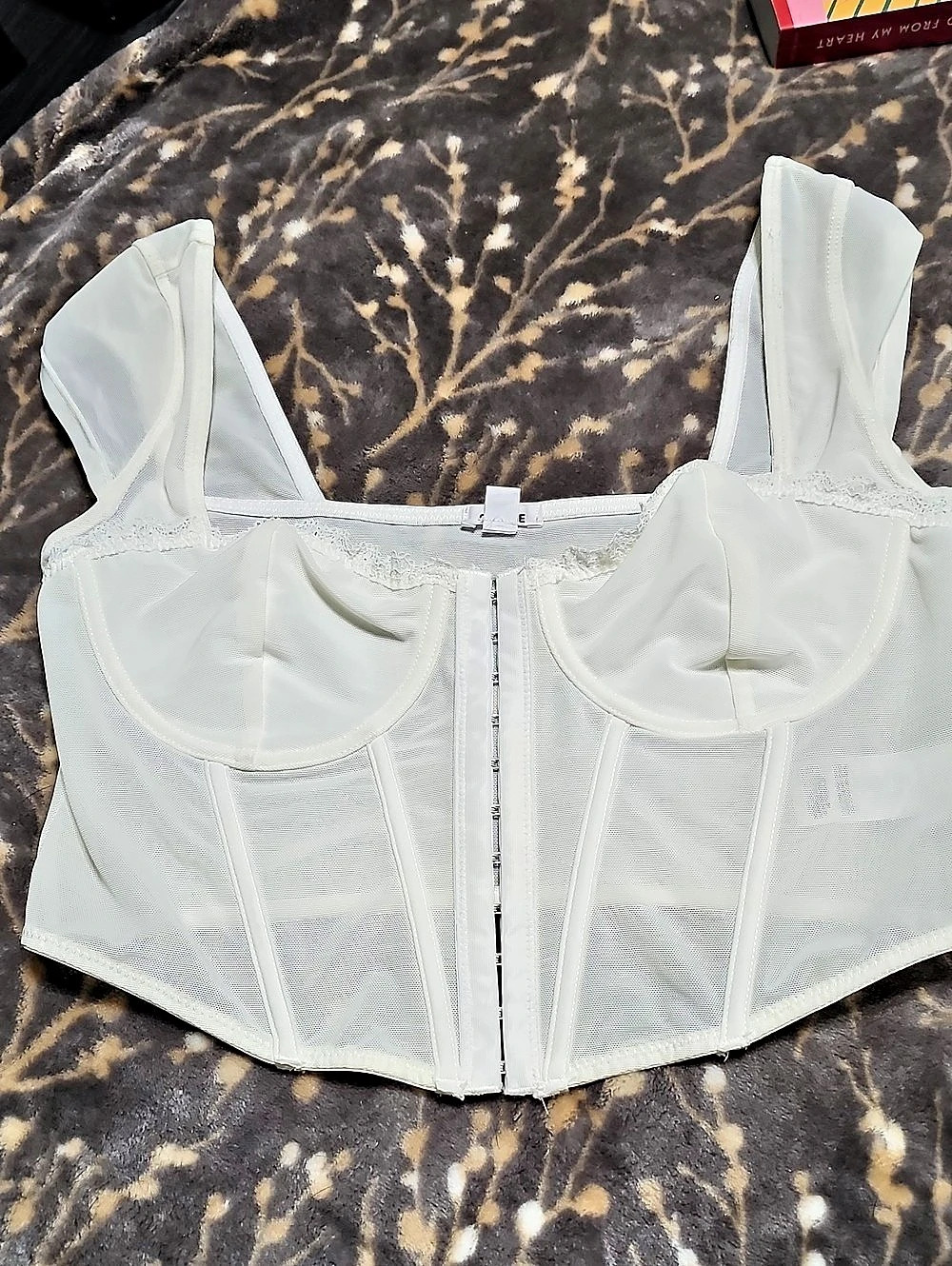 GARAGE Chrishell Lace Mesh Bustier White Medium